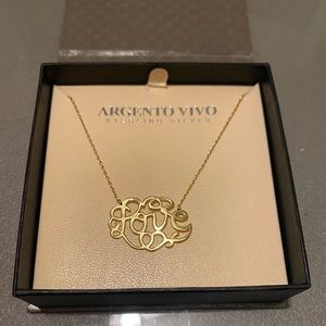 NEW Argento Vivo Sterling Silver w/ 18k Gold Plate ‘Love’ Monogram Necklace